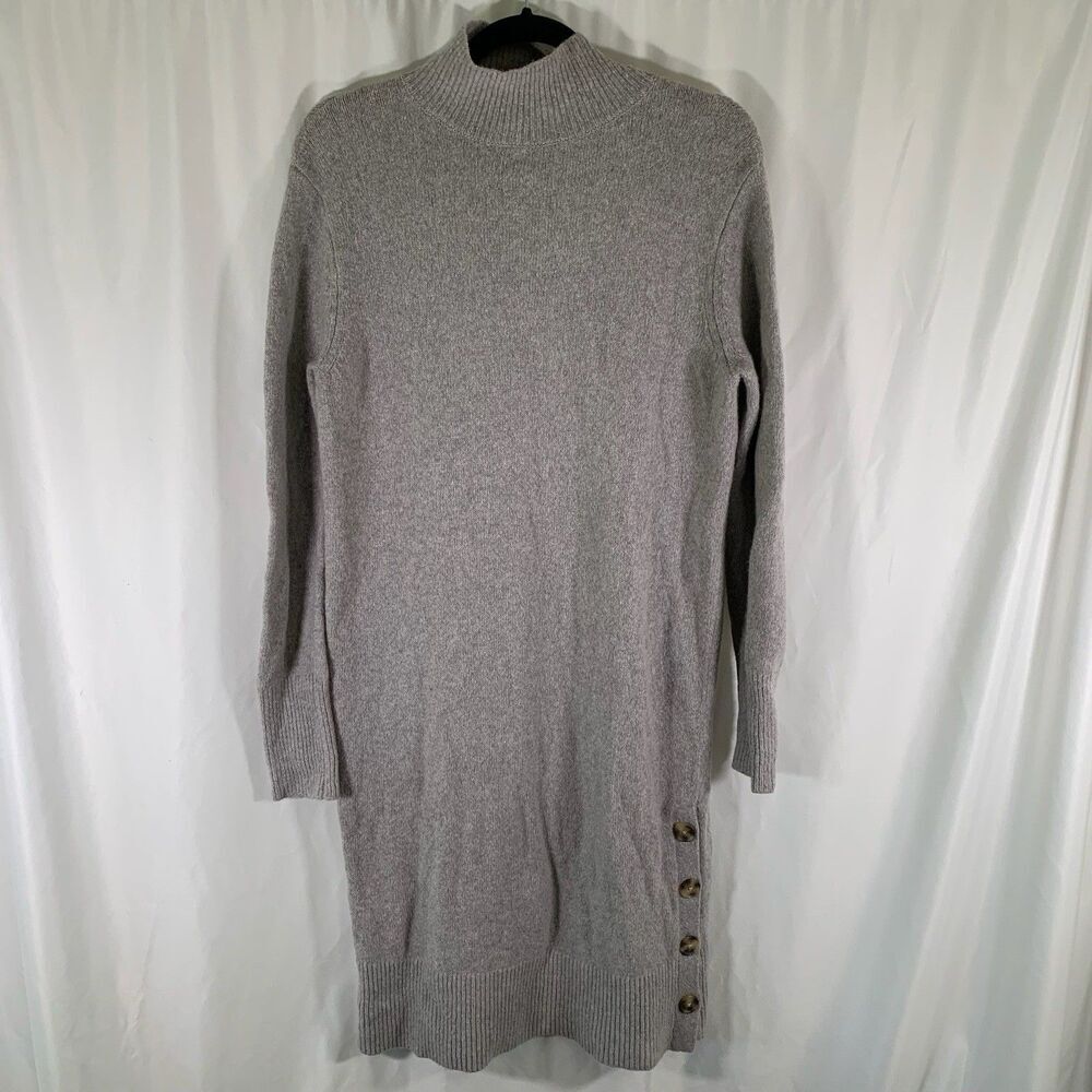 New Banana Republic Wool Blend Sweater Dress Women's Small Grey Midi Long Sleeve